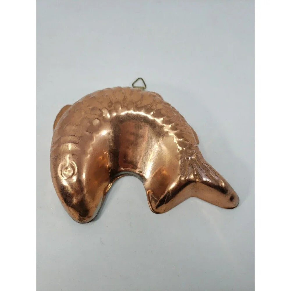 Vintage Metal Fish Mold Hanging Wall Decor Made In Korea Small Copper Color